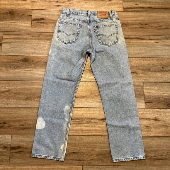 Men's VTG Levis 505 Regular Fit Denim Jeans 34x30 Blue Y2K  Distressed Bleached - Picture 4 of 11